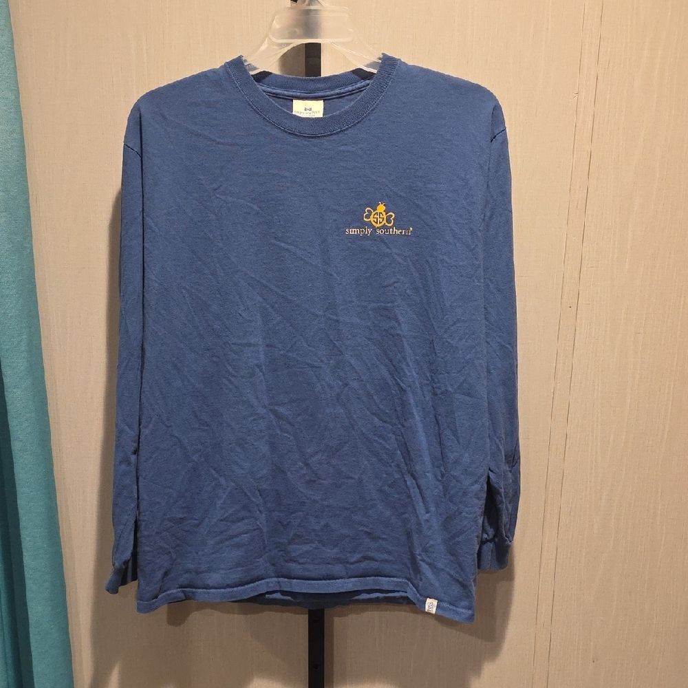 (J34) Simply Southern Long Sleeve Blue Tee SZ L